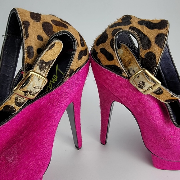 LONDON TRASH Real fur Wynne Platform Heels in Pink Pony - Size 7.5 - Picture 7 of 8